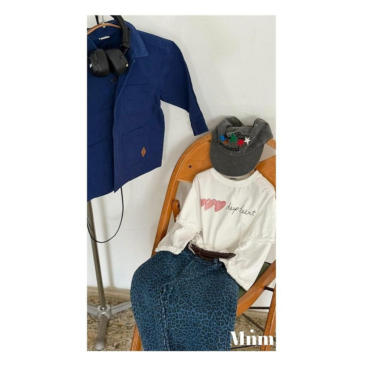 minimal ヒョウ柄スタンダードデニムパンツ