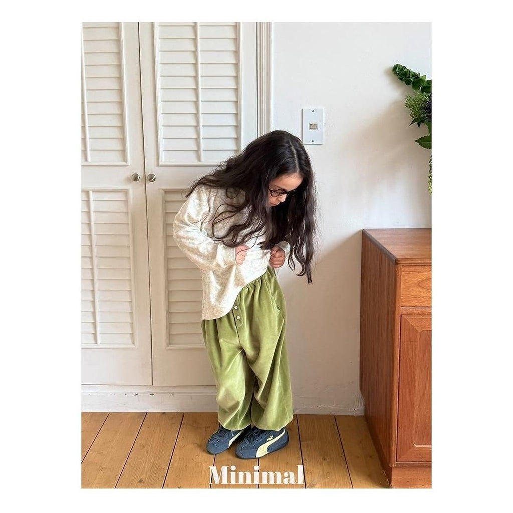 minimal ベルベットボタンジョガーパンツ