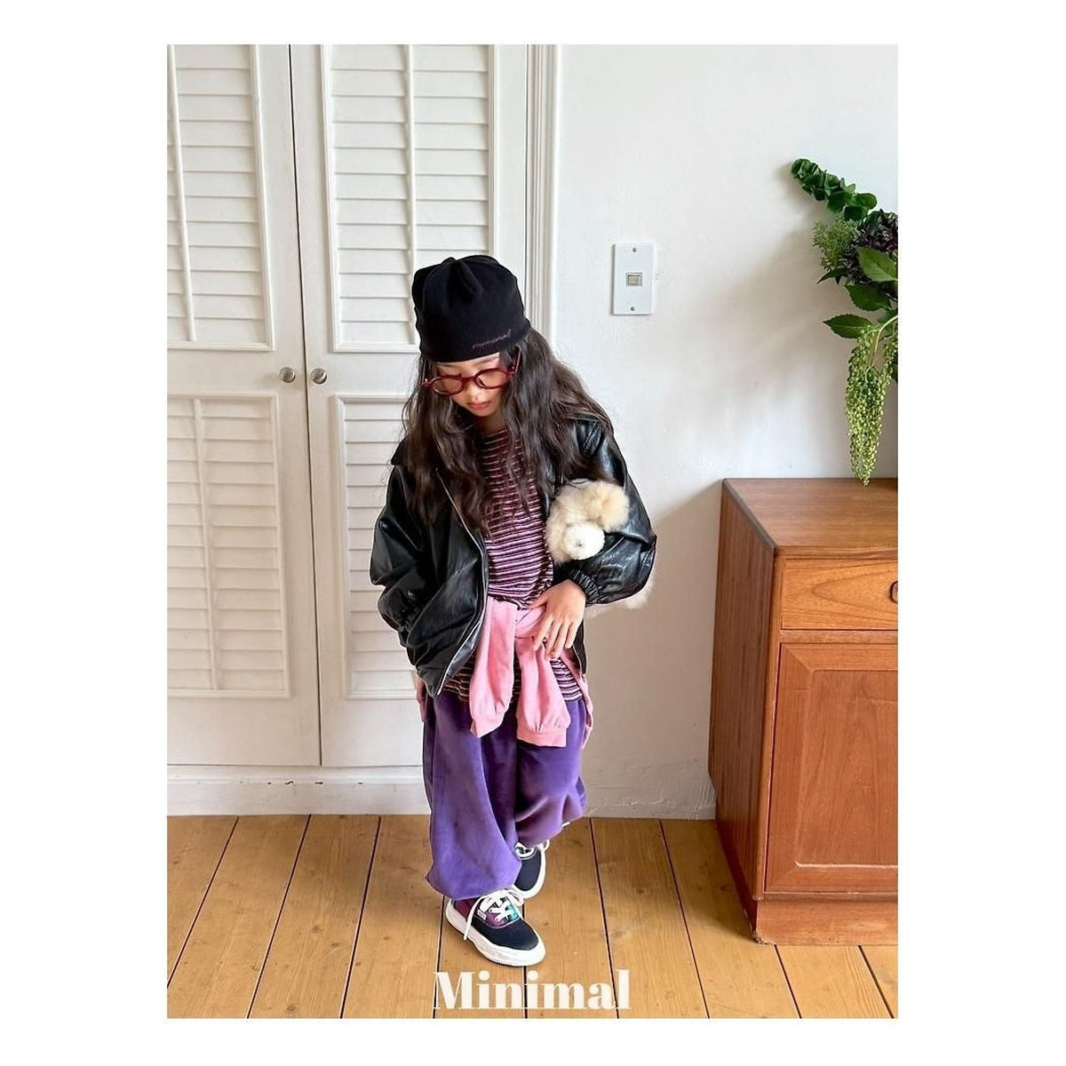 minimal ベルベットボタンジョガーパンツ
