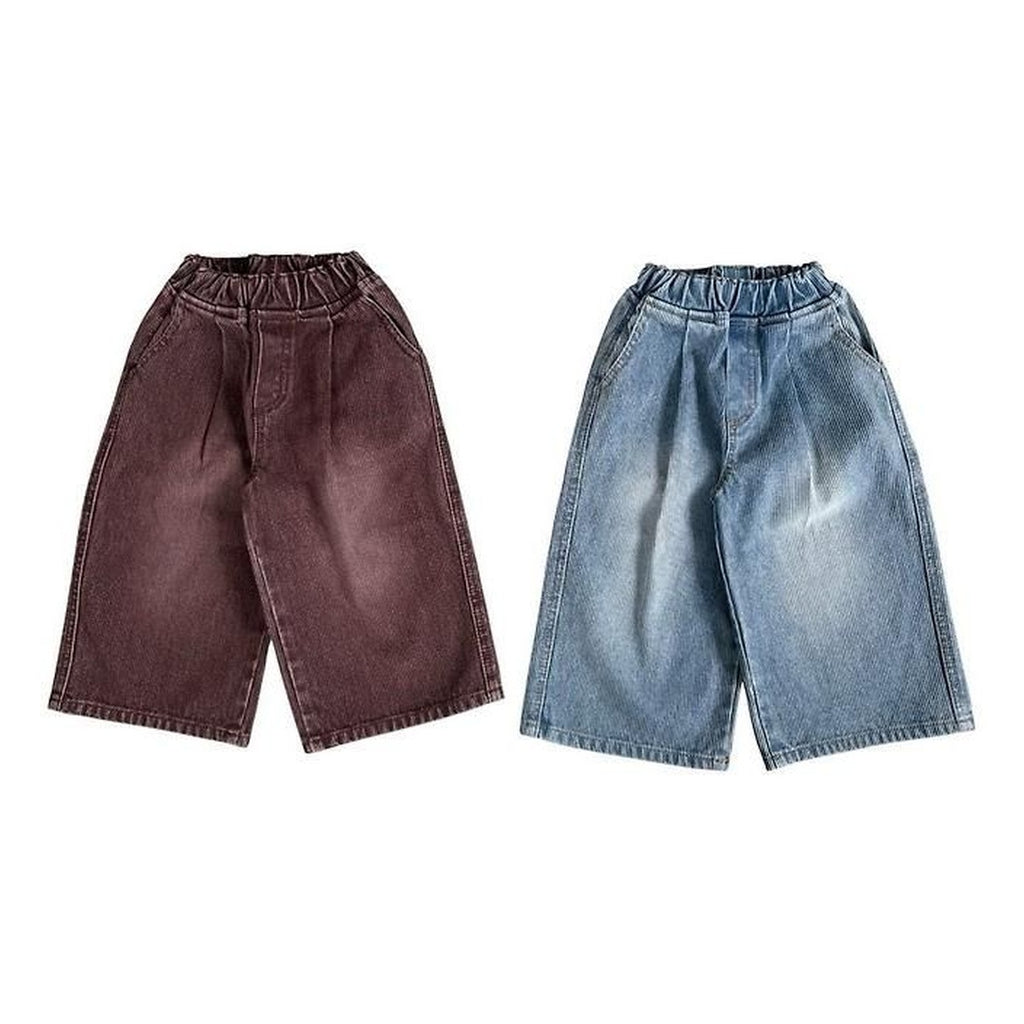 minimal リブサンドデニムパンツ