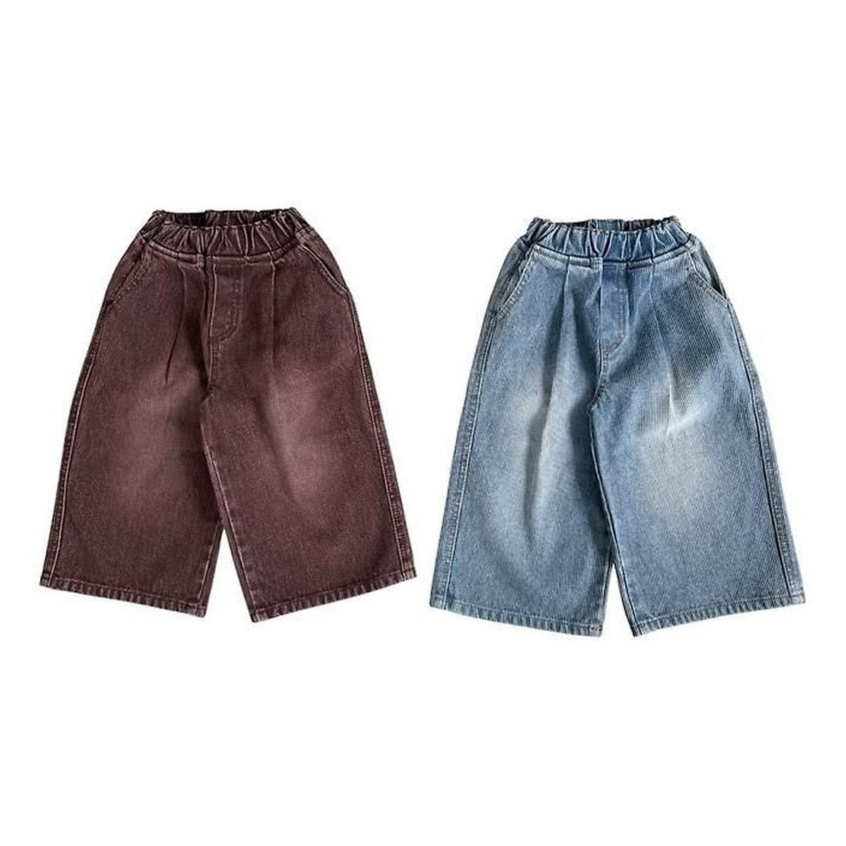 minimal リブサンドデニムパンツ