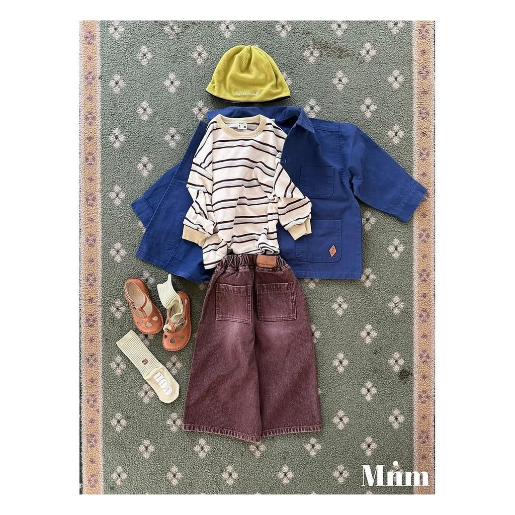 minimal リブサンドデニムパンツ