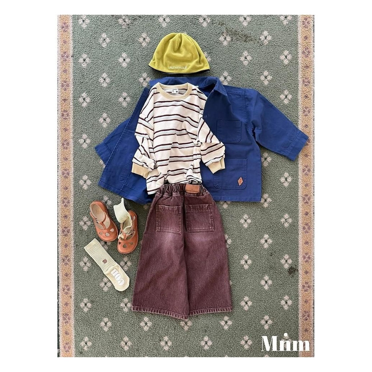 minimal リブサンドデニムパンツ