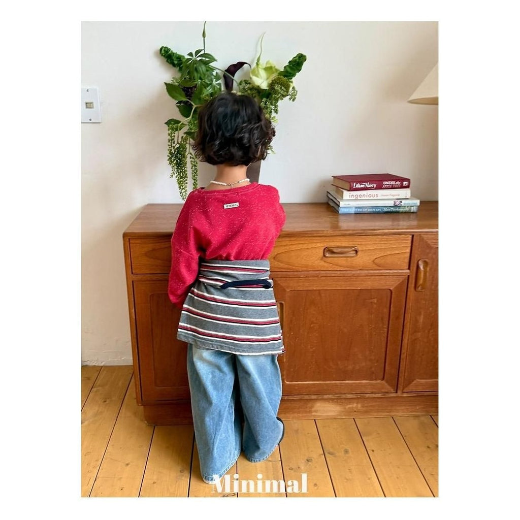 minimal リブサンドデニムパンツ