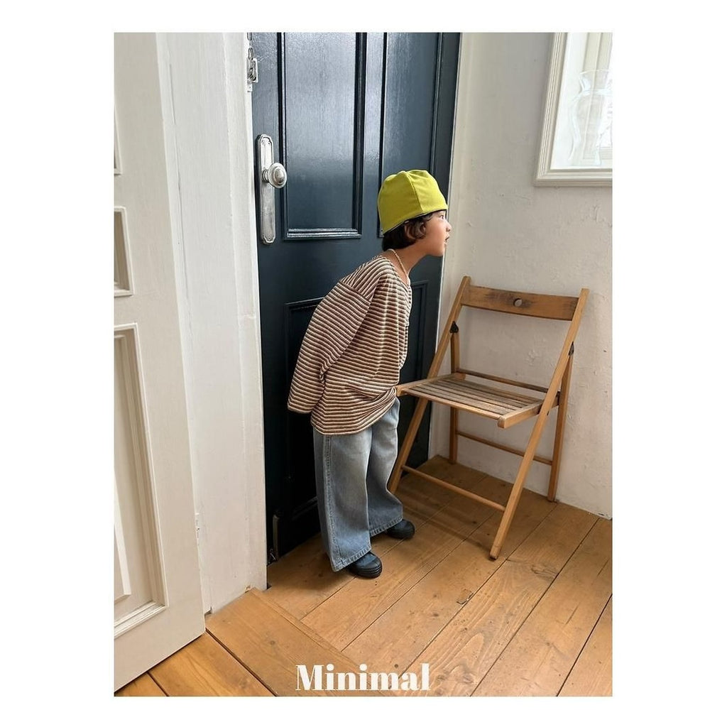 minimal リブサンドデニムパンツ