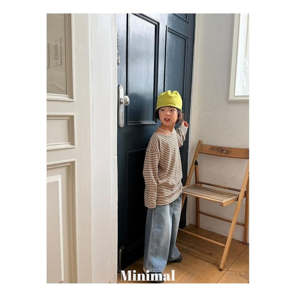minimal リブサンドデニムパンツ