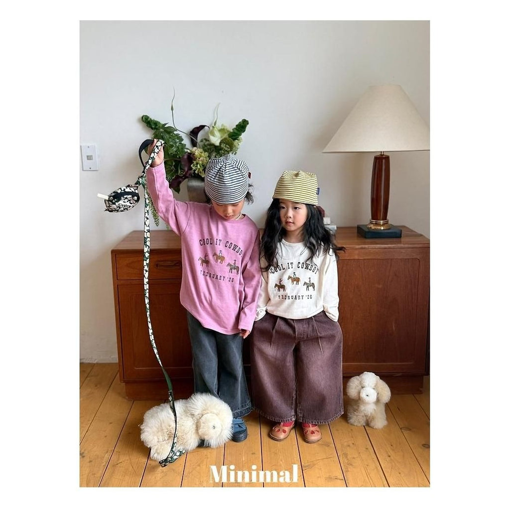 minimal リブサンドデニムパンツ