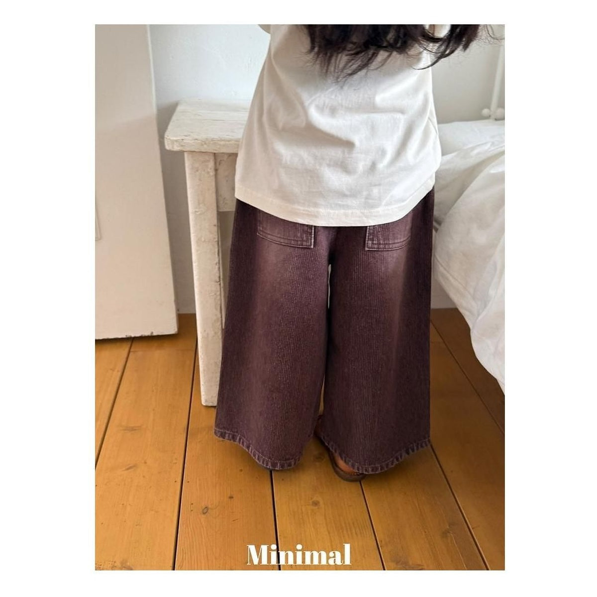 minimal リブサンドデニムパンツ