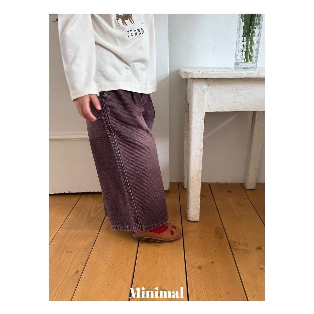 minimal リブサンドデニムパンツ
