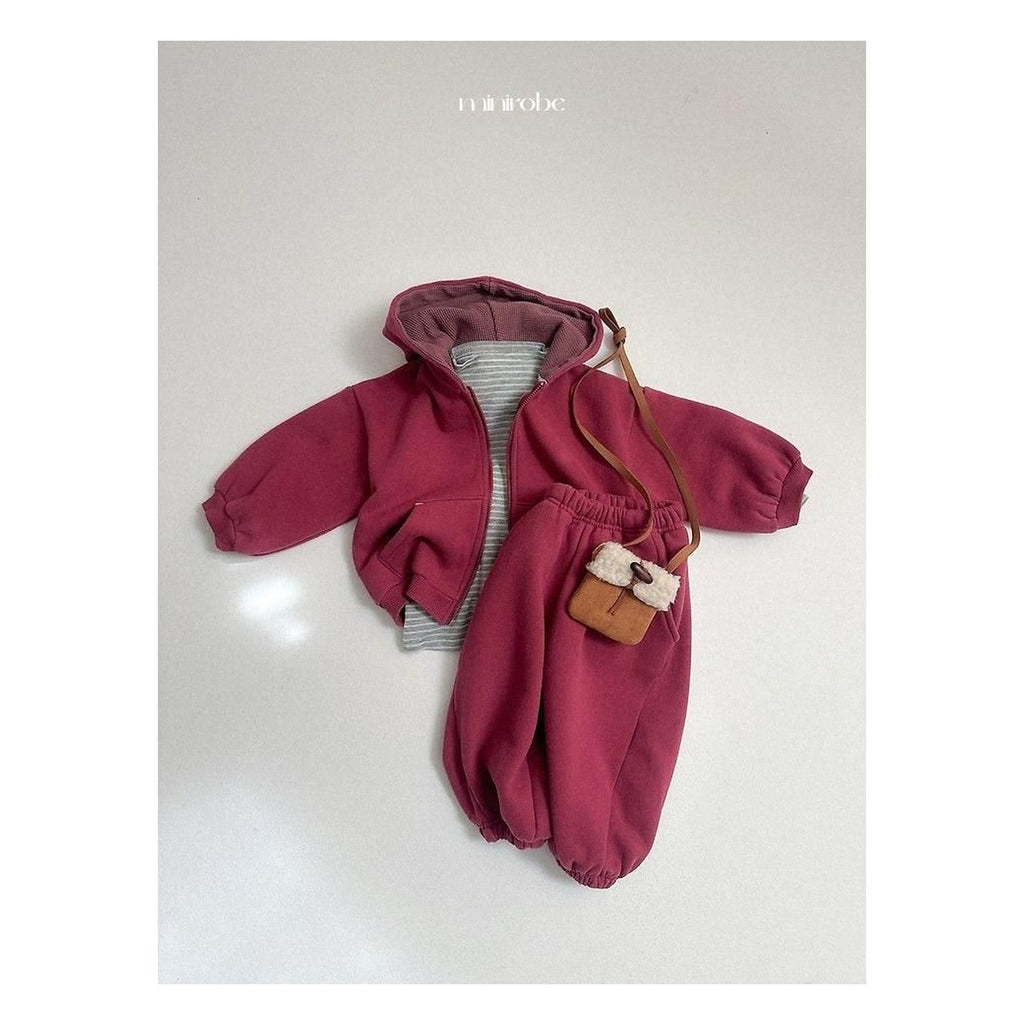 minirobe ベルベットフードジップアップ