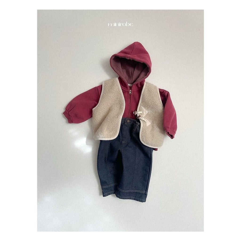 minirobe ベルベットフードジップアップ
