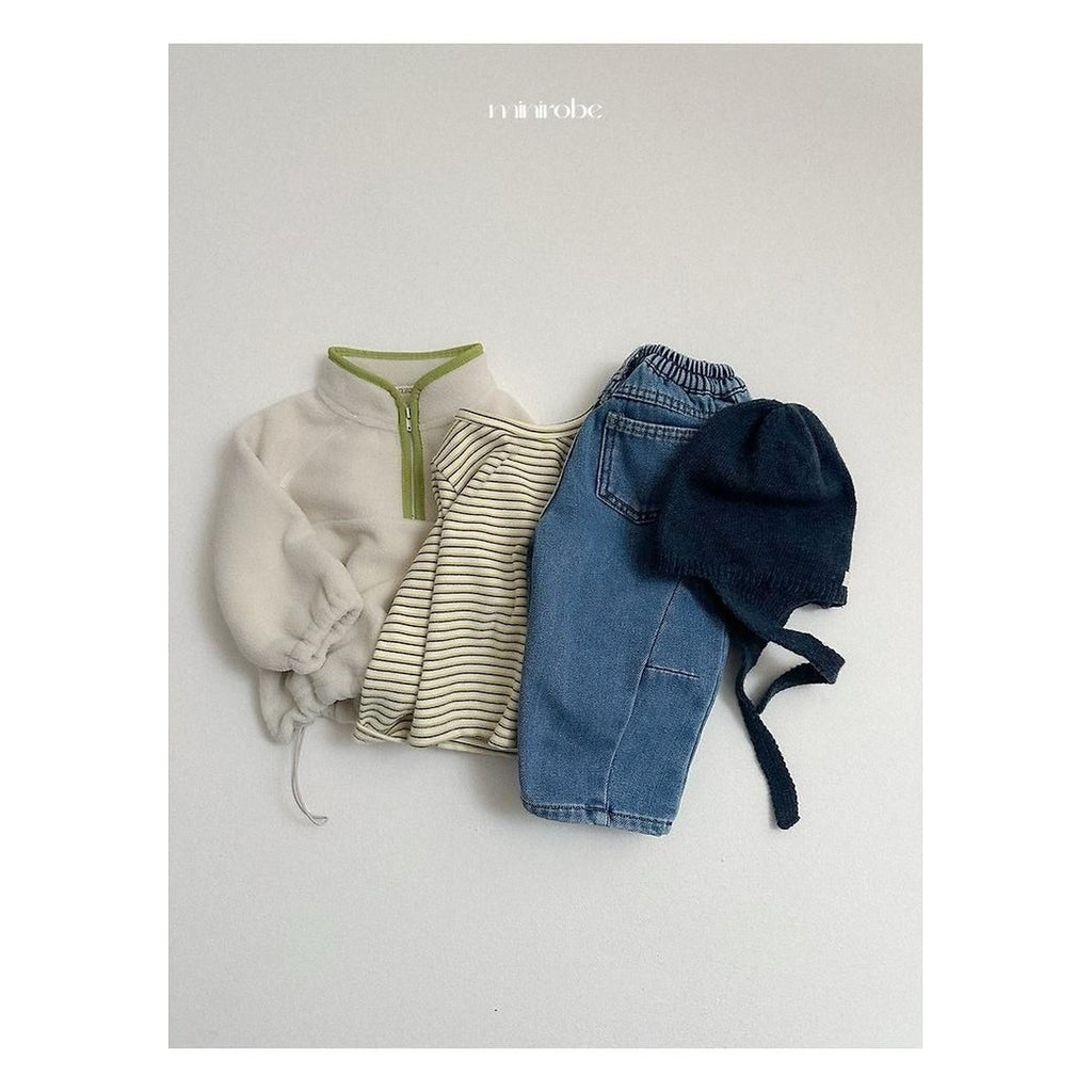 minirobe ヨーヨー柄ボーダーTシャツ