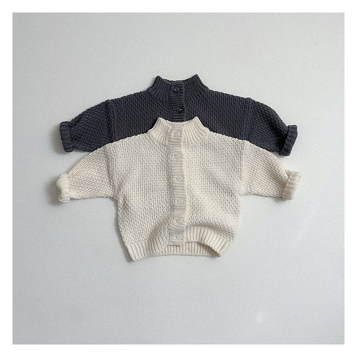 minirobe ワッフルハイネックカーディガン