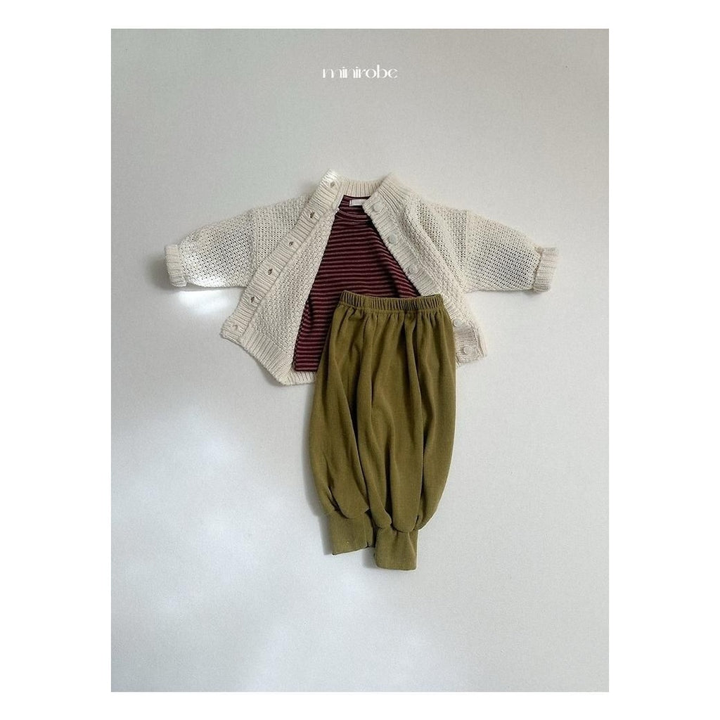 minirobe ワッフルハイネックカーディガン