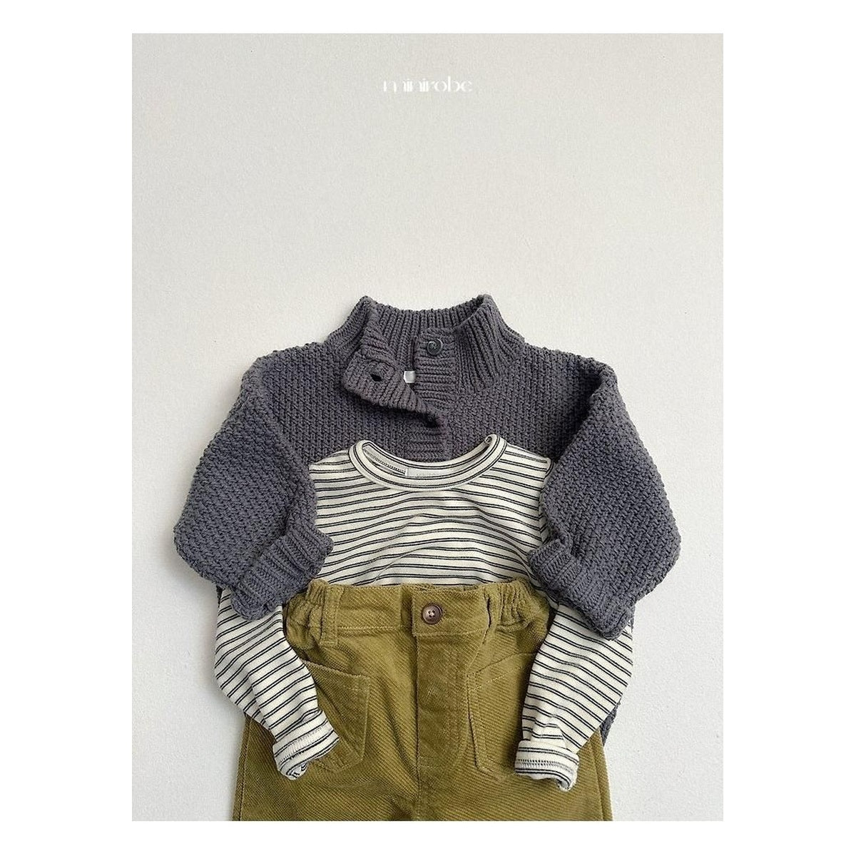 minirobe ワッフルハイネックカーディガン
