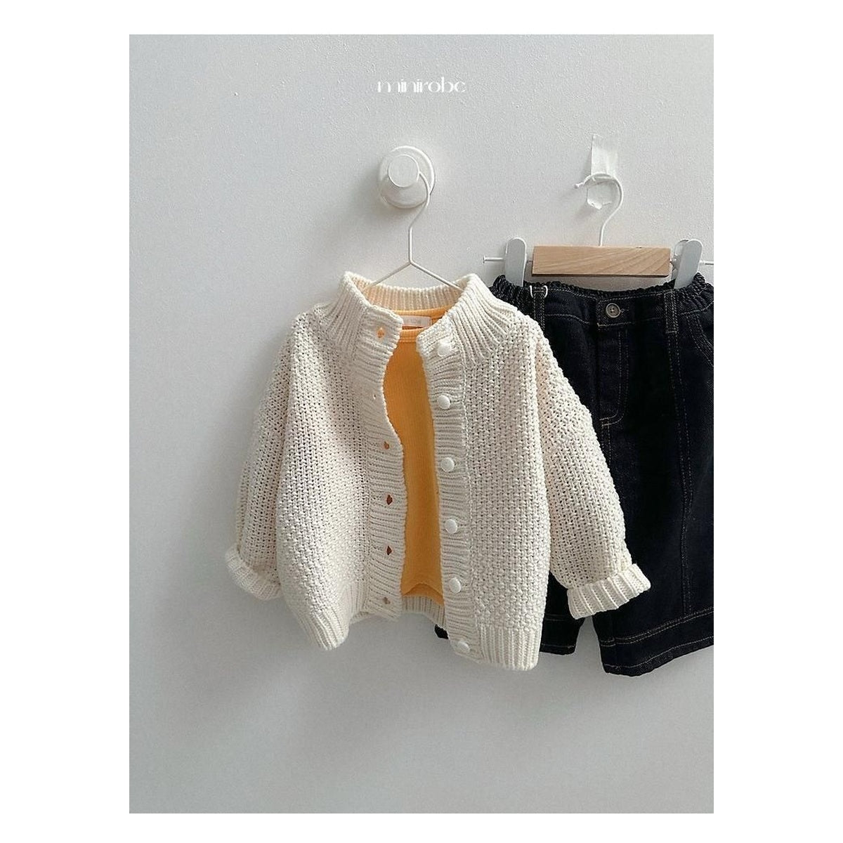 minirobe ワッフルハイネックカーディガン