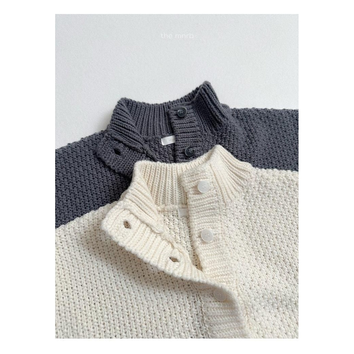 minirobe ワッフルハイネックカーディガン