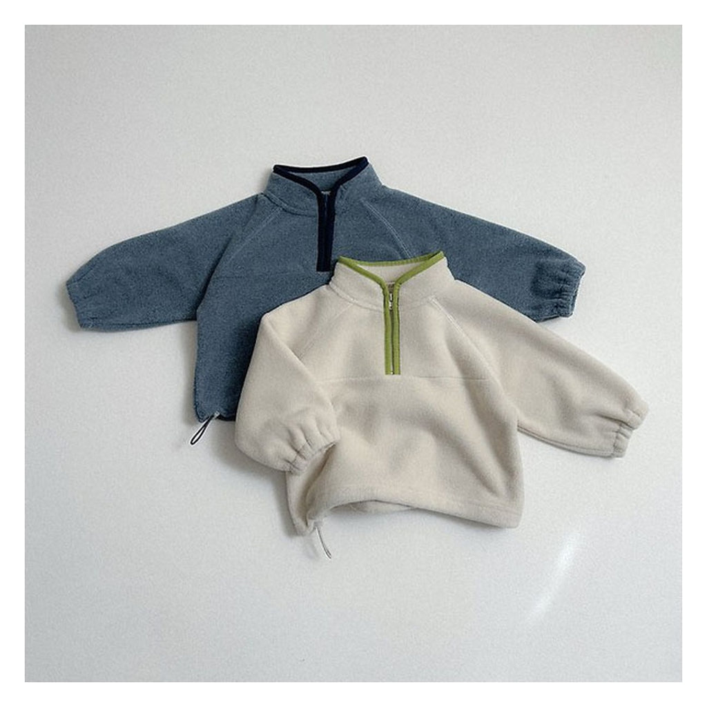 minirobe ツートーンハーフジップフリース