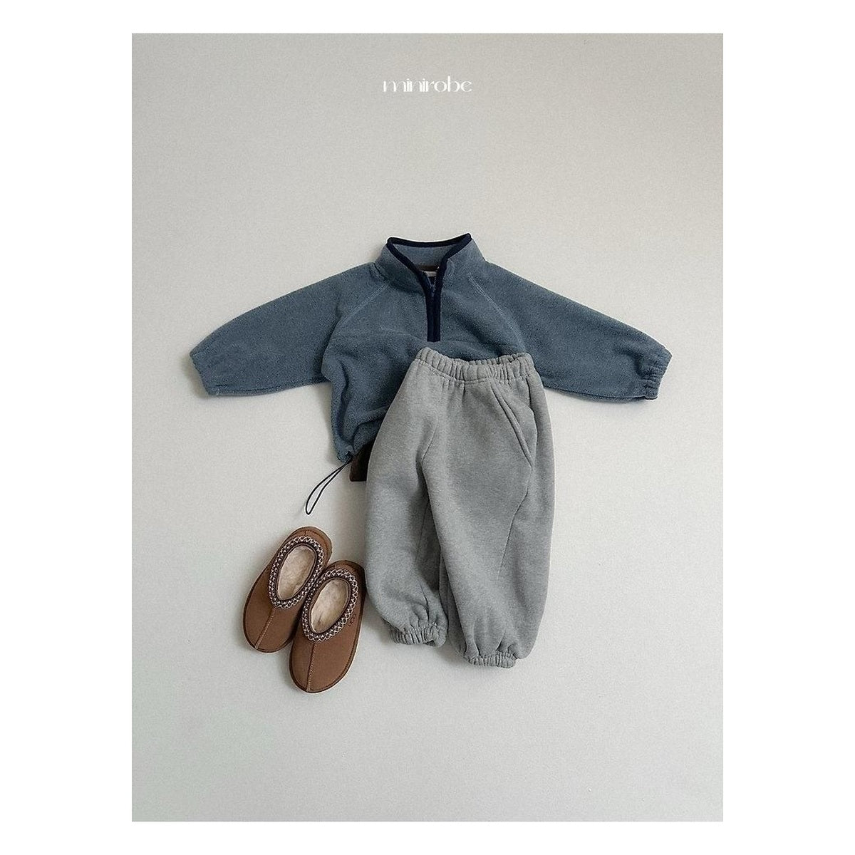 minirobe ツートーンハーフジップフリース