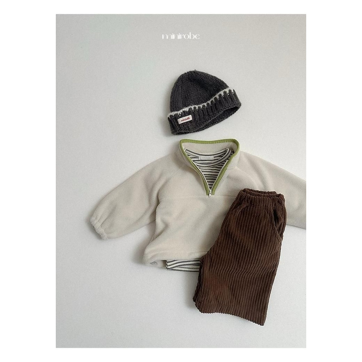 minirobe ツートーンハーフジップフリース