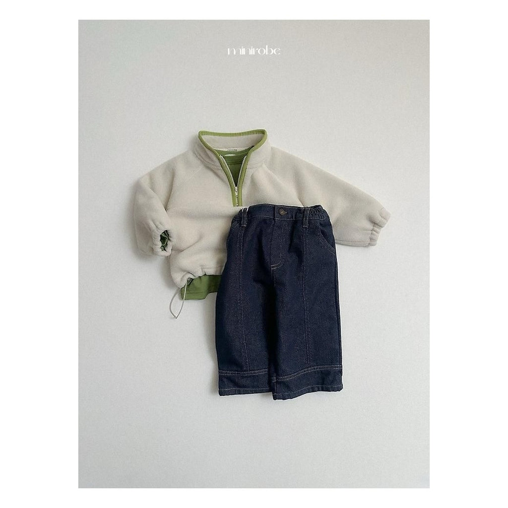 minirobe ツートーンハーフジップフリース