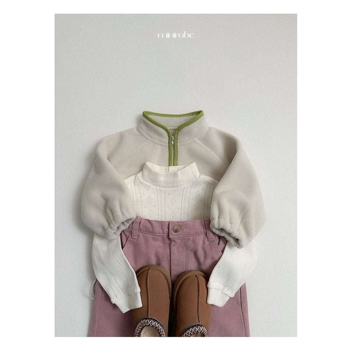 minirobe ツートーンハーフジップフリース