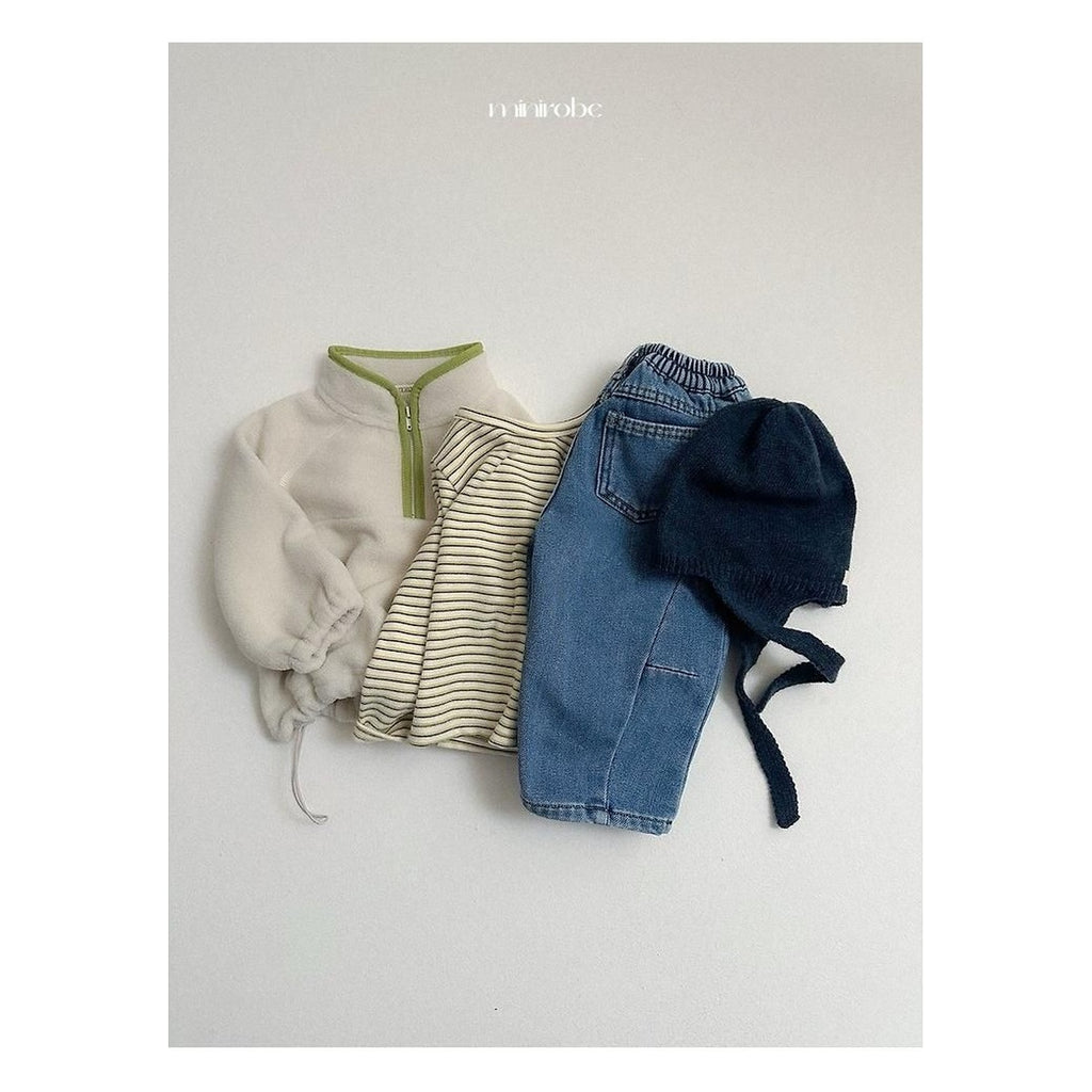 minirobe ツートーンハーフジップフリース