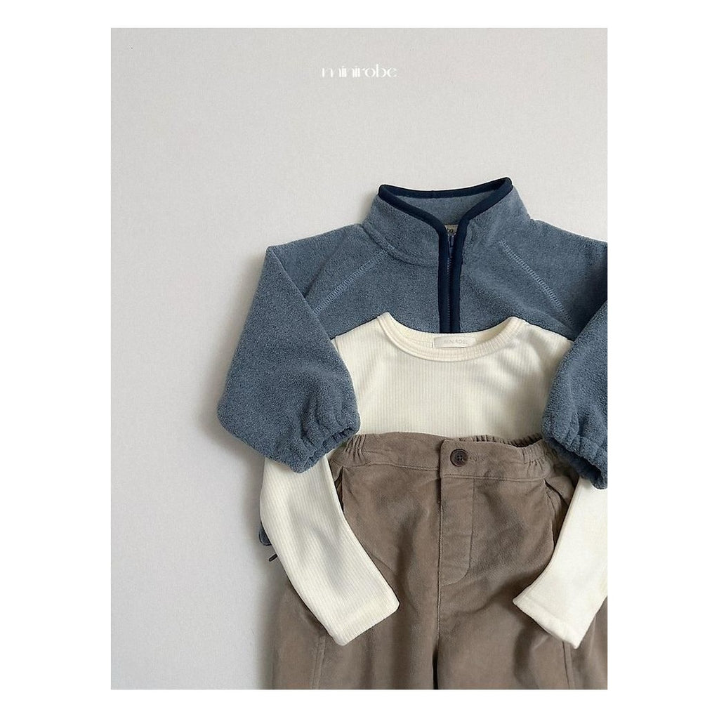 minirobe ツートーンハーフジップフリース