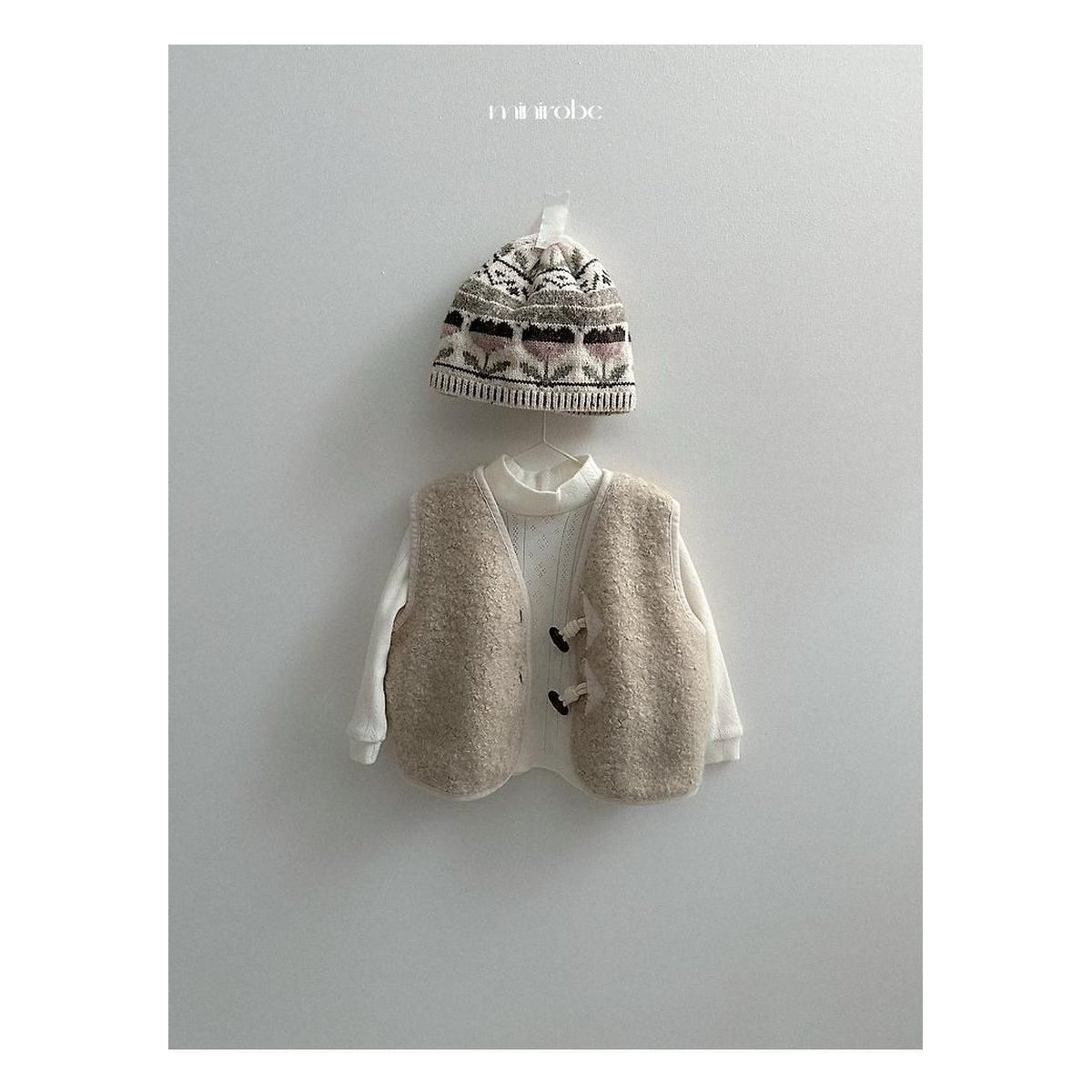 minirobe フラワージャガードビーニー FREE