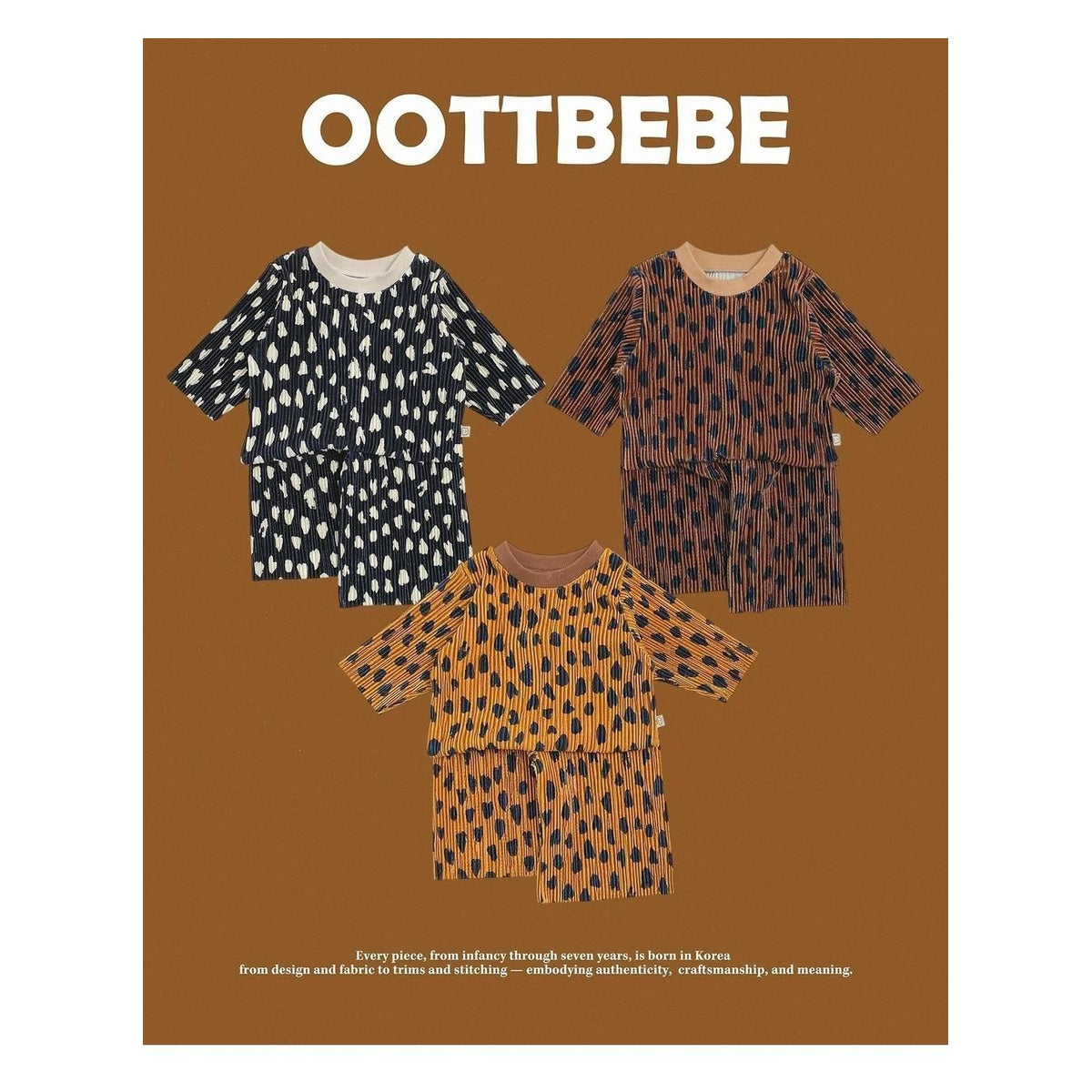oottbebe ベルベットヒョウ柄プリーツセットアップ