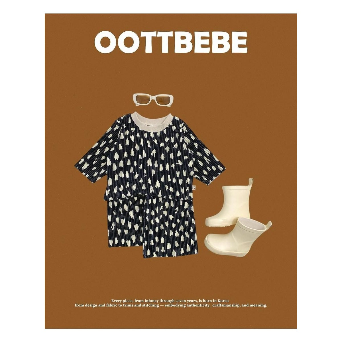 oottbebe ベルベットヒョウ柄プリーツセットアップ