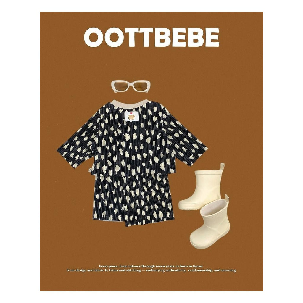 oottbebe ベルベットヒョウ柄プリーツセットアップ