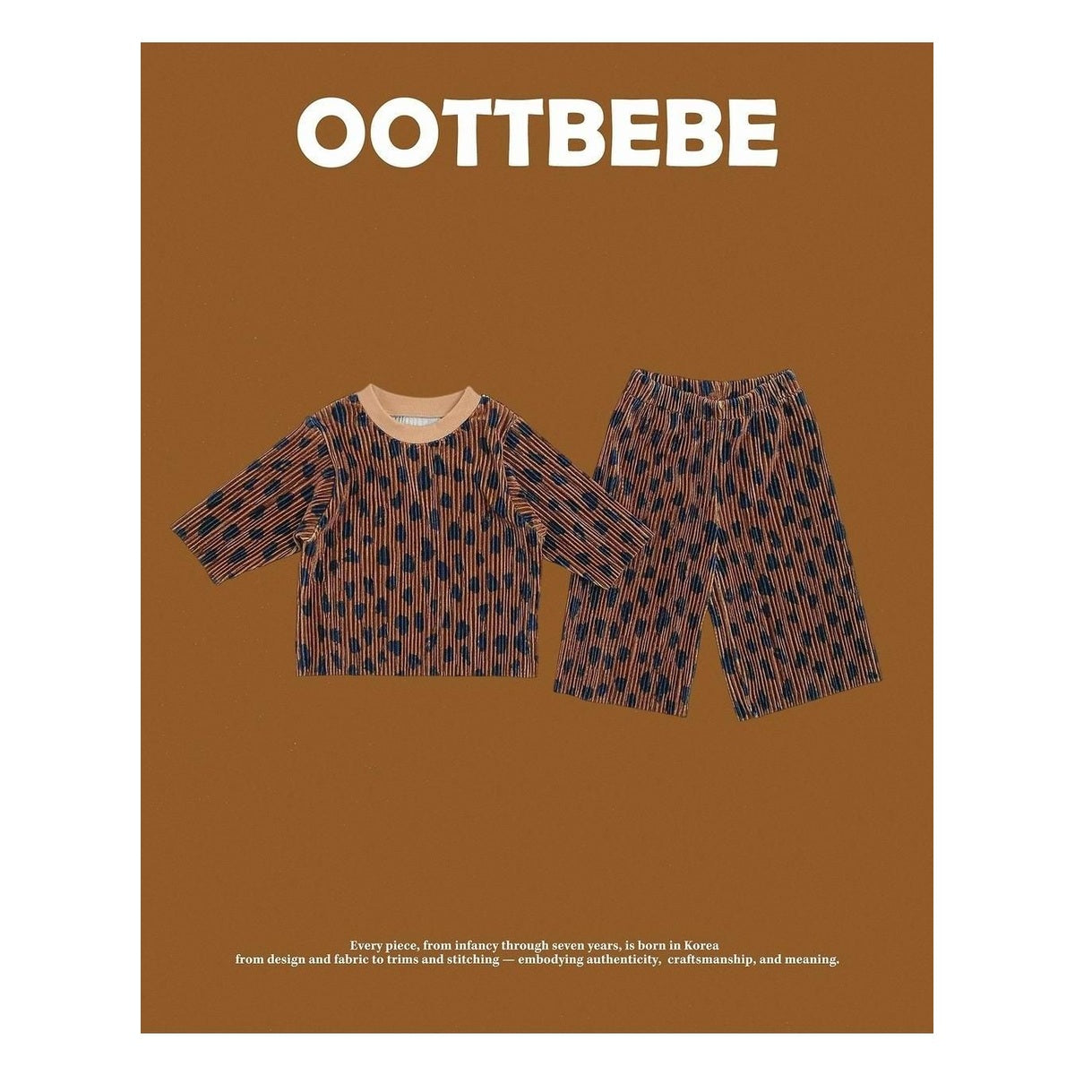 oottbebe ベルベットヒョウ柄プリーツセットアップ