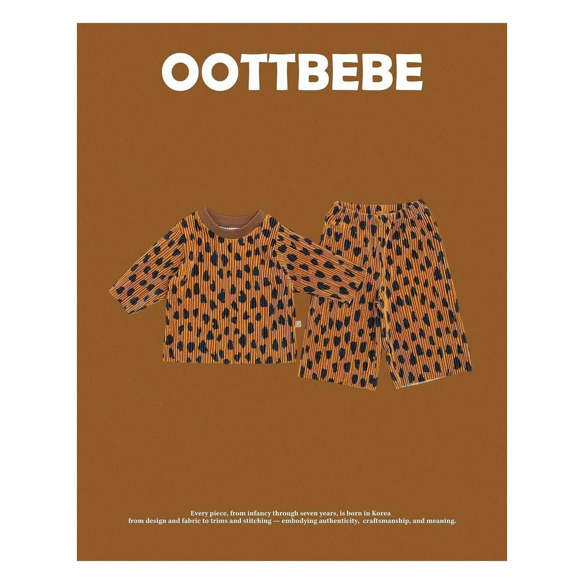 oottbebe ベルベットヒョウ柄プリーツセットアップ