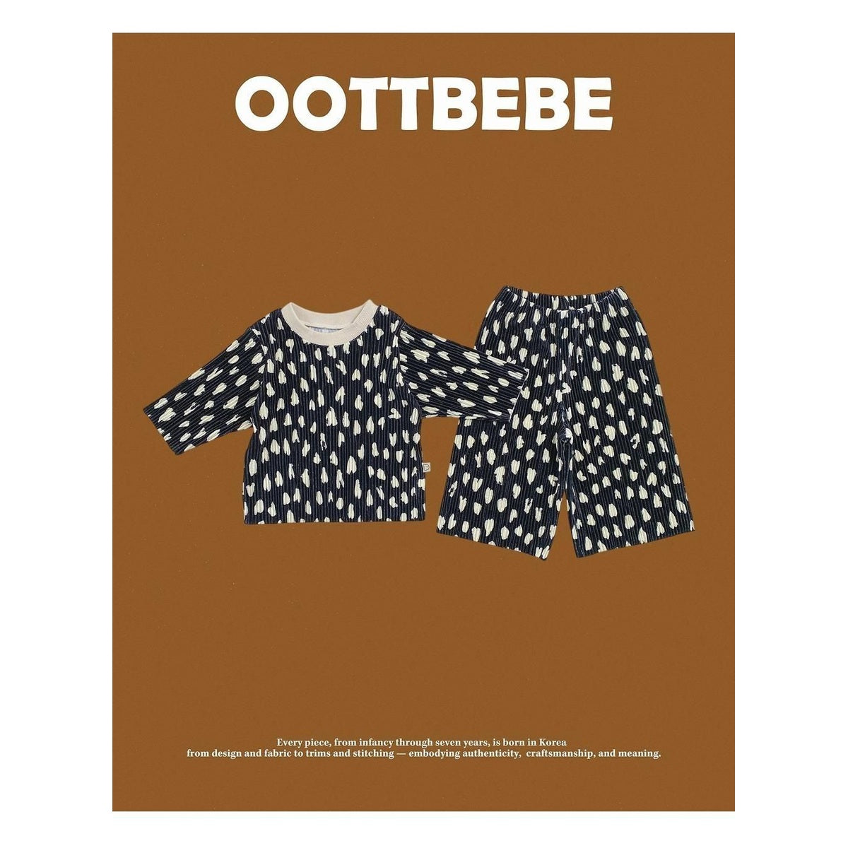 oottbebe ベルベットヒョウ柄プリーツセットアップ