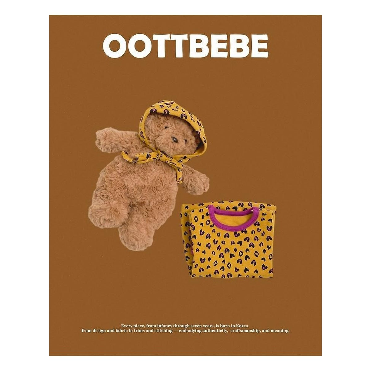 oottbebe ボンネット付き ハートヒョウ柄ロンパース