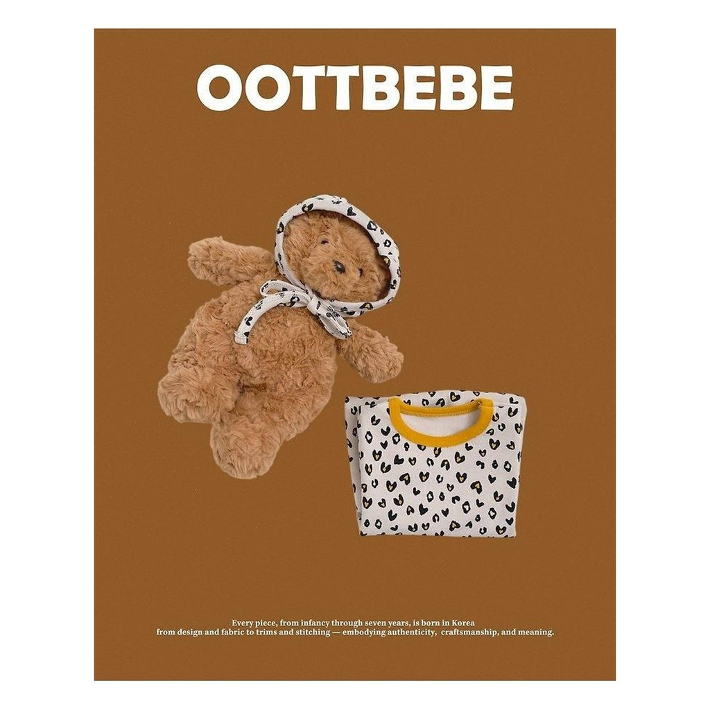 oottbebe ボンネット付き ハートヒョウ柄ロンパース