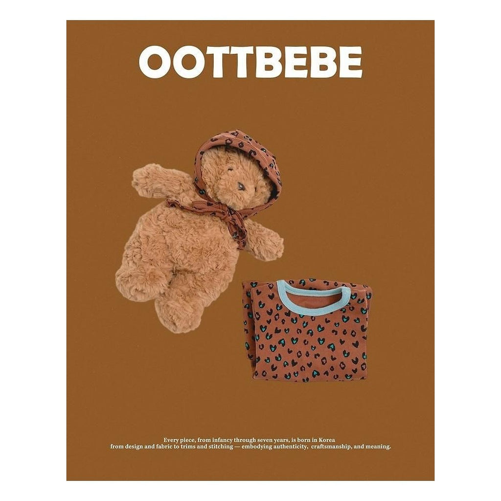 oottbebe ボンネット付き ハートヒョウ柄ロンパース