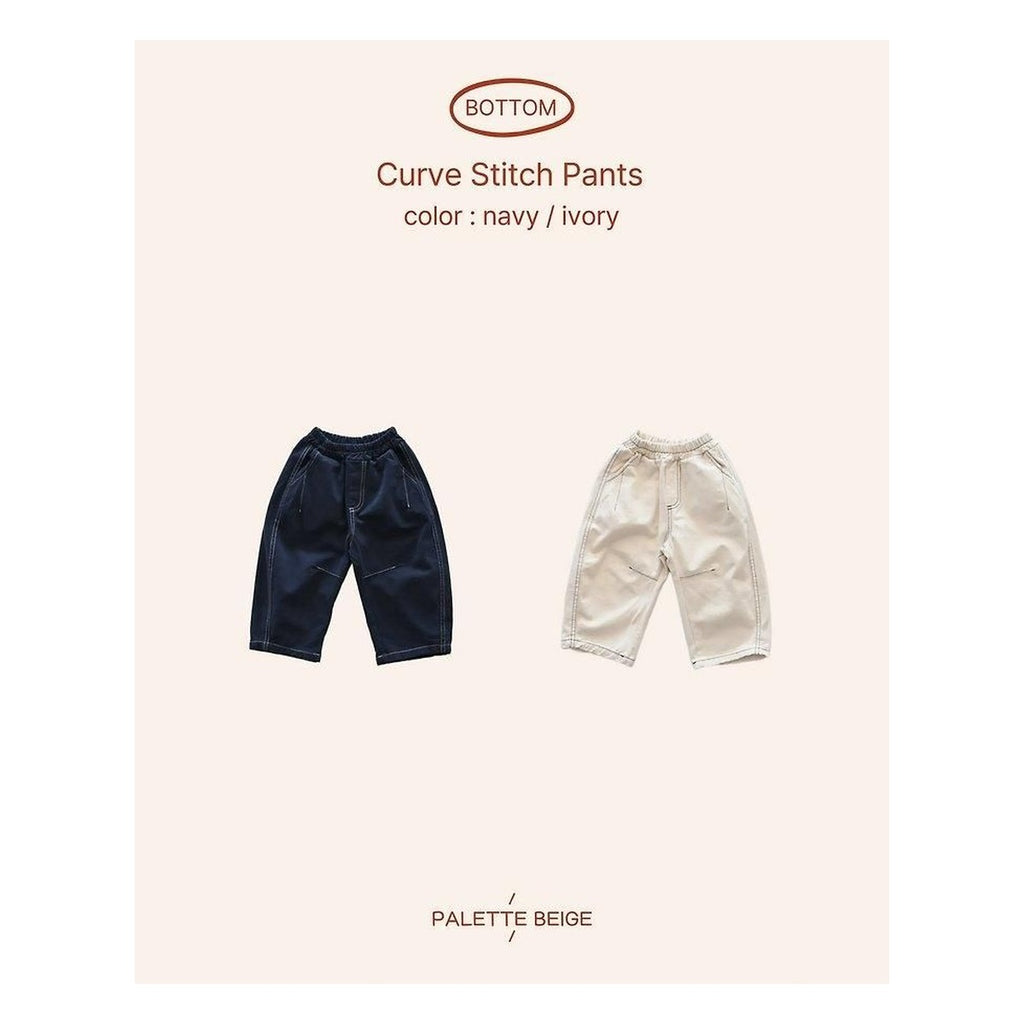 PALETTE BEIGE カーブステッチパンツ