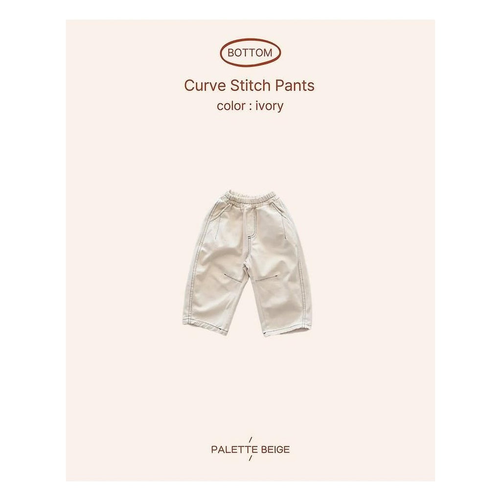 PALETTE BEIGE カーブステッチパンツ