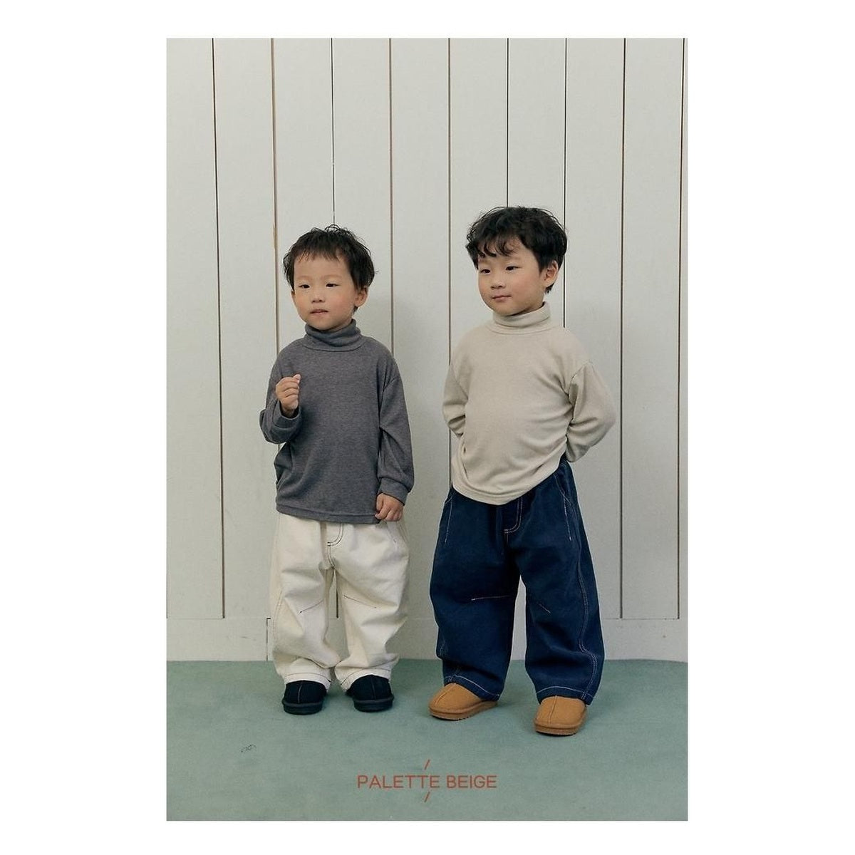 PALETTE BEIGE カーブステッチパンツ