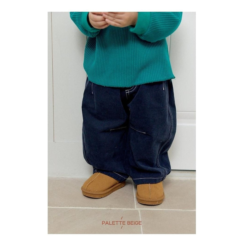 PALETTE BEIGE カーブステッチパンツ