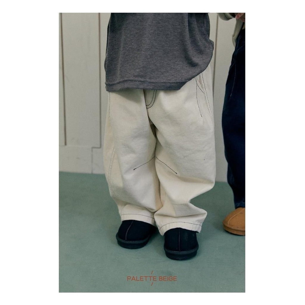 PALETTE BEIGE カーブステッチパンツ