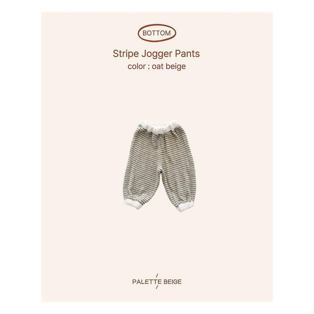PALETTE BEIGE ストライプジョガーパンツ