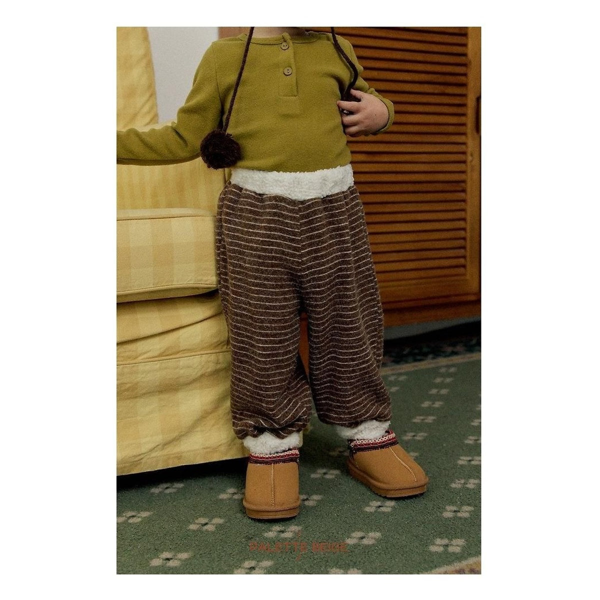 PALETTE BEIGE ストライプジョガーパンツ