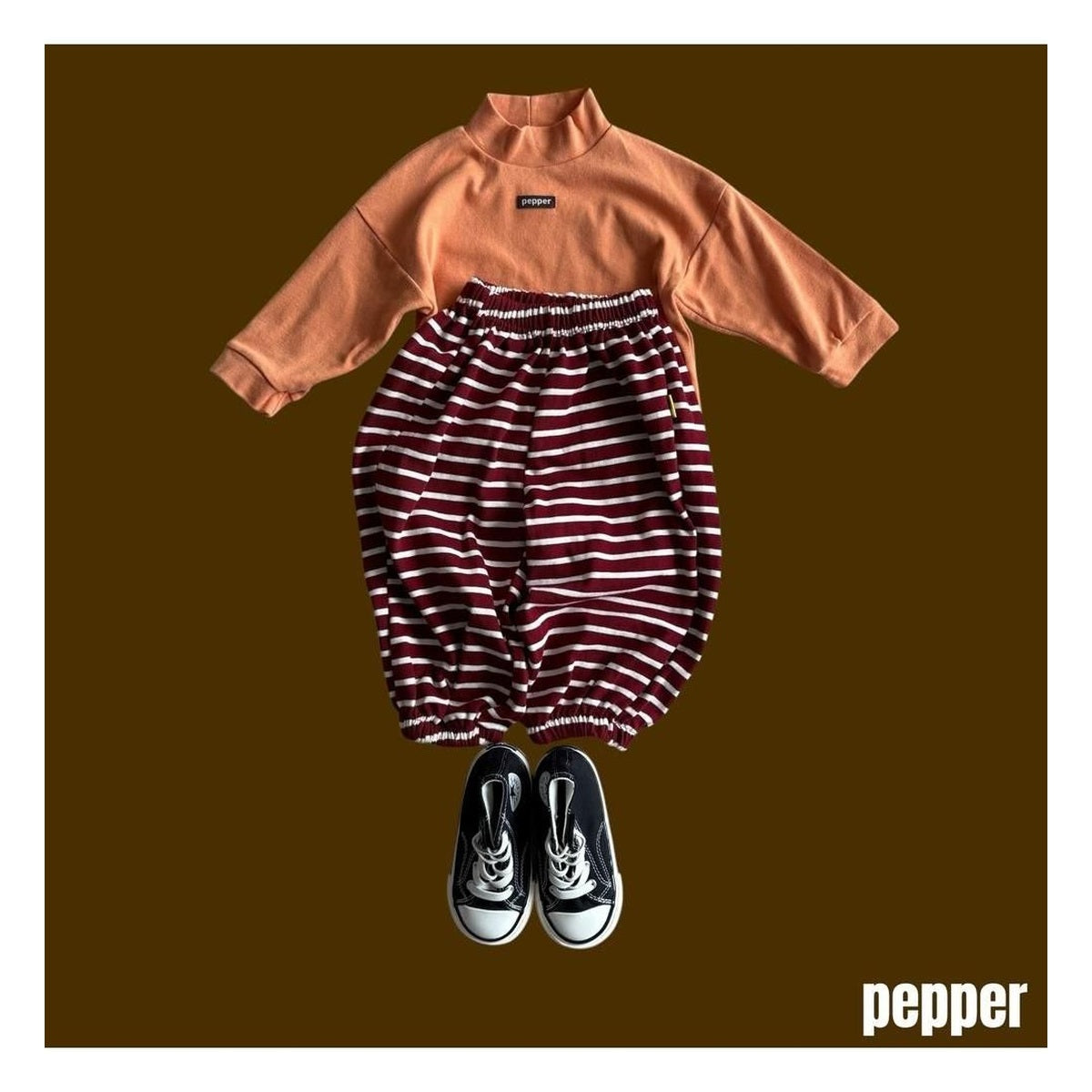 PEPPER みかん柄ハーフタートルネック