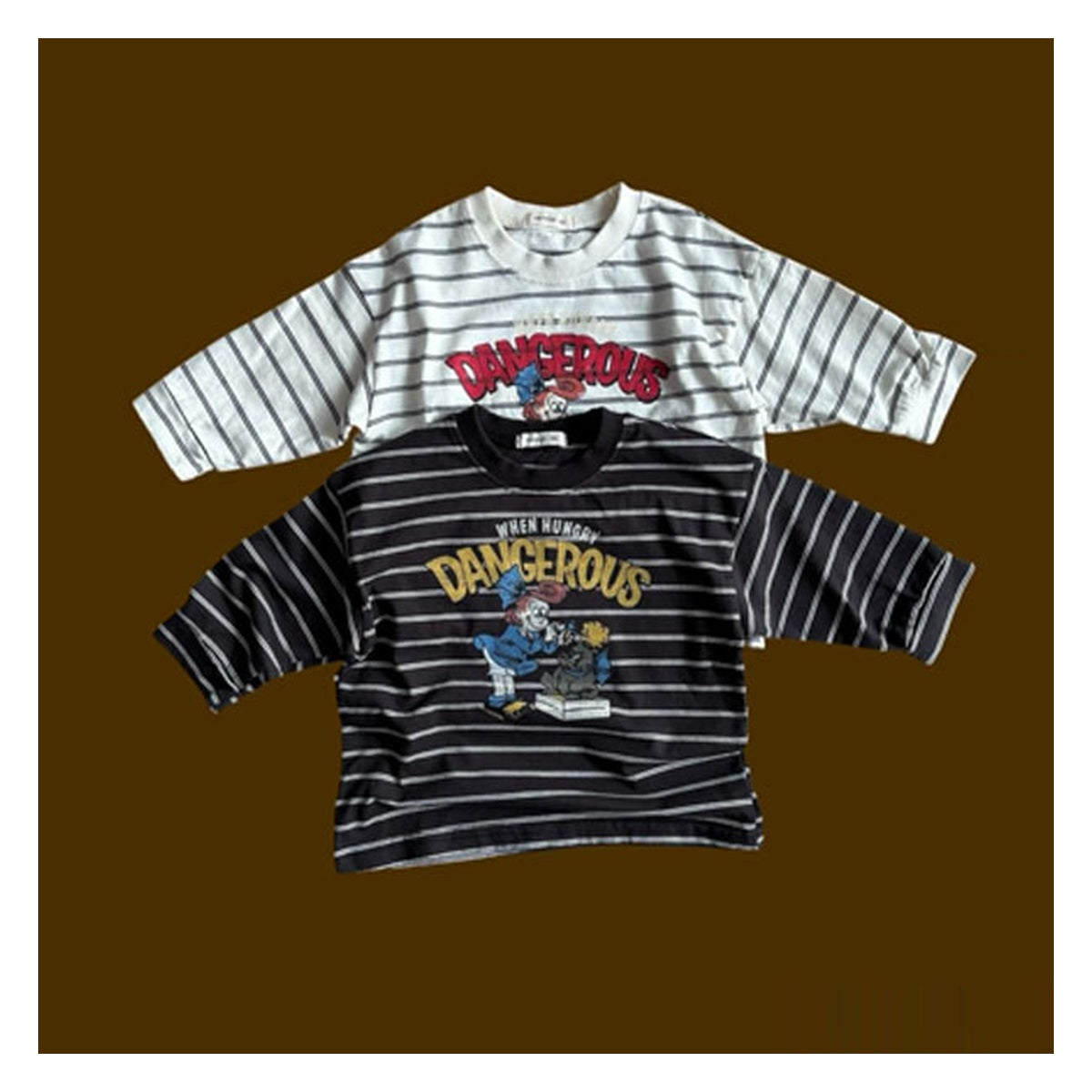 PEPPER ブルドッグ柄ボーダーTシャツ