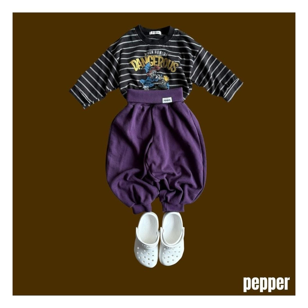 PEPPER ブルドッグ柄ボーダーTシャツ