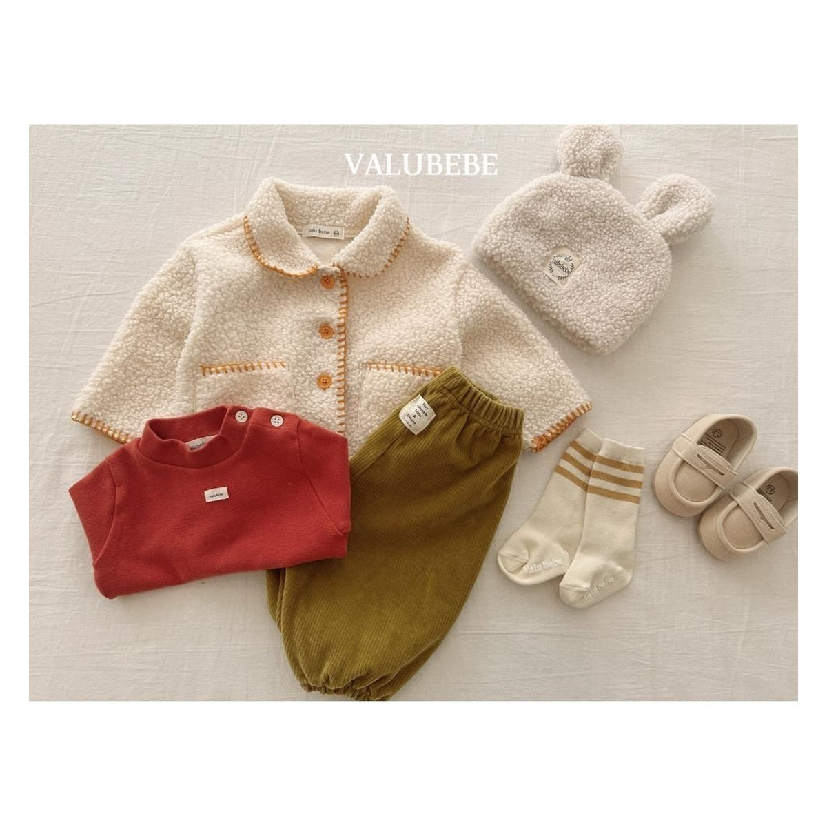 Valu bebe ソリッドリブネックT