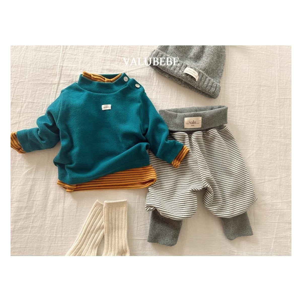 Valu bebe ソリッドリブネックT